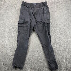 Aeropostale Mens Cargo Jogger Pants Black Cotton Elastic Waist XS RN154379